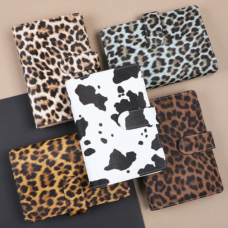 A6 Leopard Print Loose Leaf Cover Plan Book Binder 6 Holes Cash Budget Binder Notebook Office Stationery