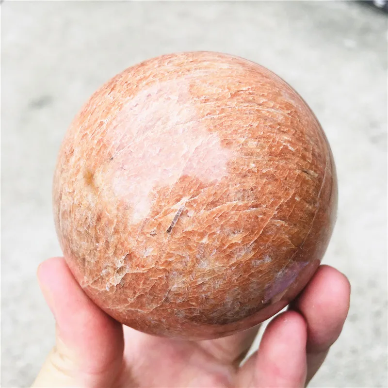 natural peach moonstone sphere quartz crystal stone ball healing reiki decoration gift