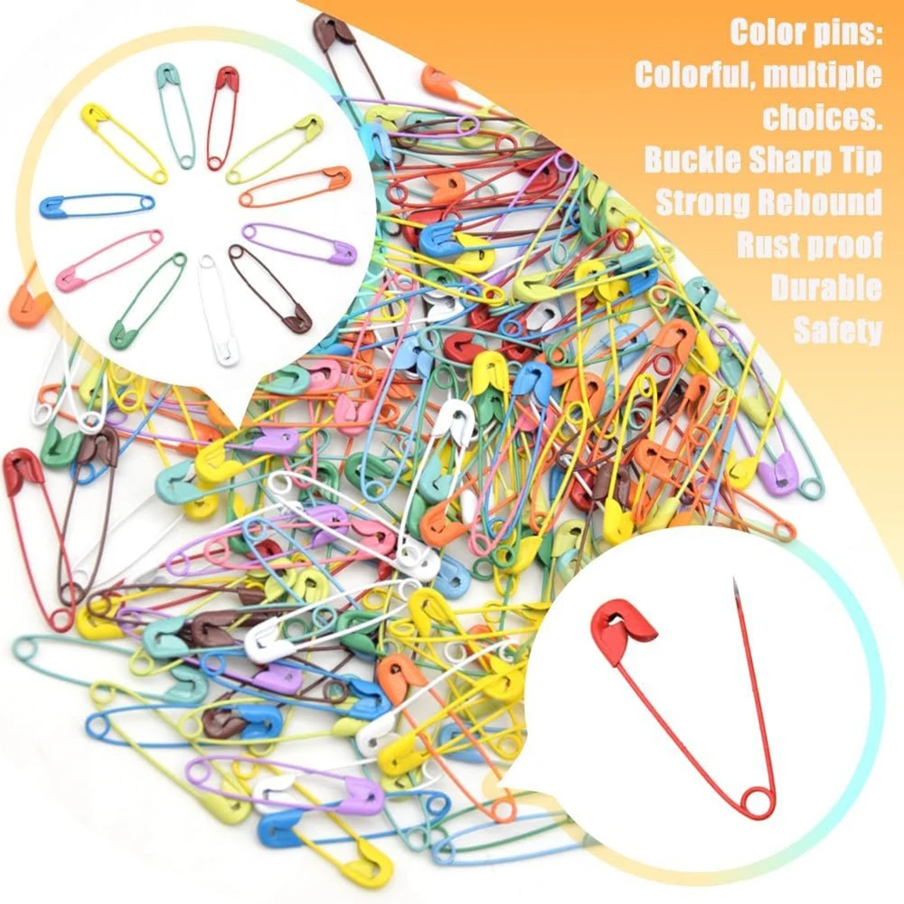 100PCS Random Colored Safety Pins 32MM Safety Pins Bulk Sewing Pins Metal Knitting Stitch Markers for DIY Crafts Jewelry Making