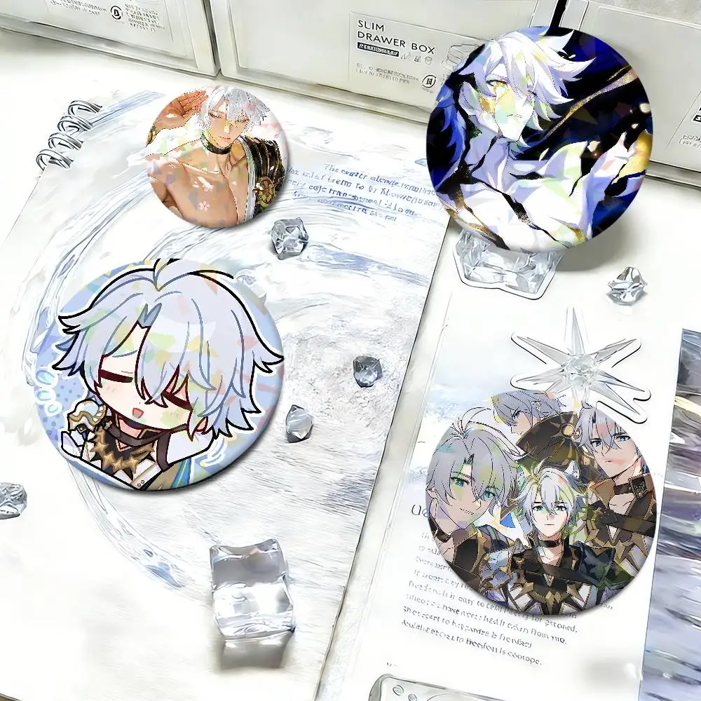 Game Honkai Star Rail Phainon Fanart Round Pin Brooch Laser Badges Collect Gifts Cosplay Clothes Backpack Decor