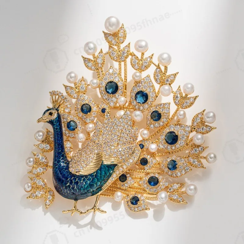 Handmade Natural Freshwater Pearl Peacock Brooch - High-end Elegant Banquet Party Dress Accessory - Ideal Gift Item