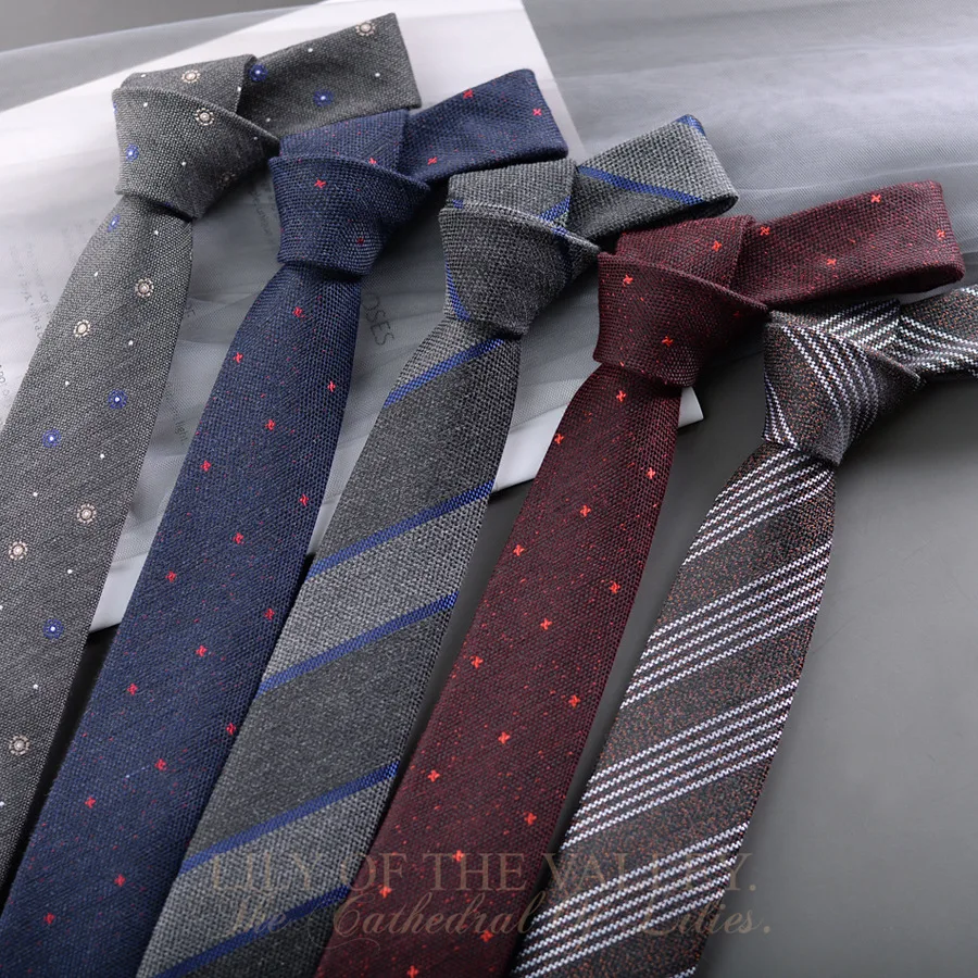 7cm New Terylene Cotton Ties Men Fashion Business Silk Tie Shirt Accessories Work Marriage Hand Necktie Elegant Mens Ties Luxury