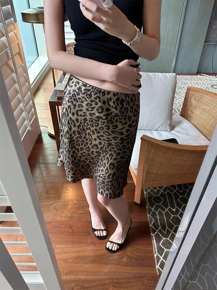 

Сексуальная юбка с леопардовым принтом, винтажные короткие юбки с высокой талией и горячим тиснением, летние тонкие модные юбки, корейская женская одежда