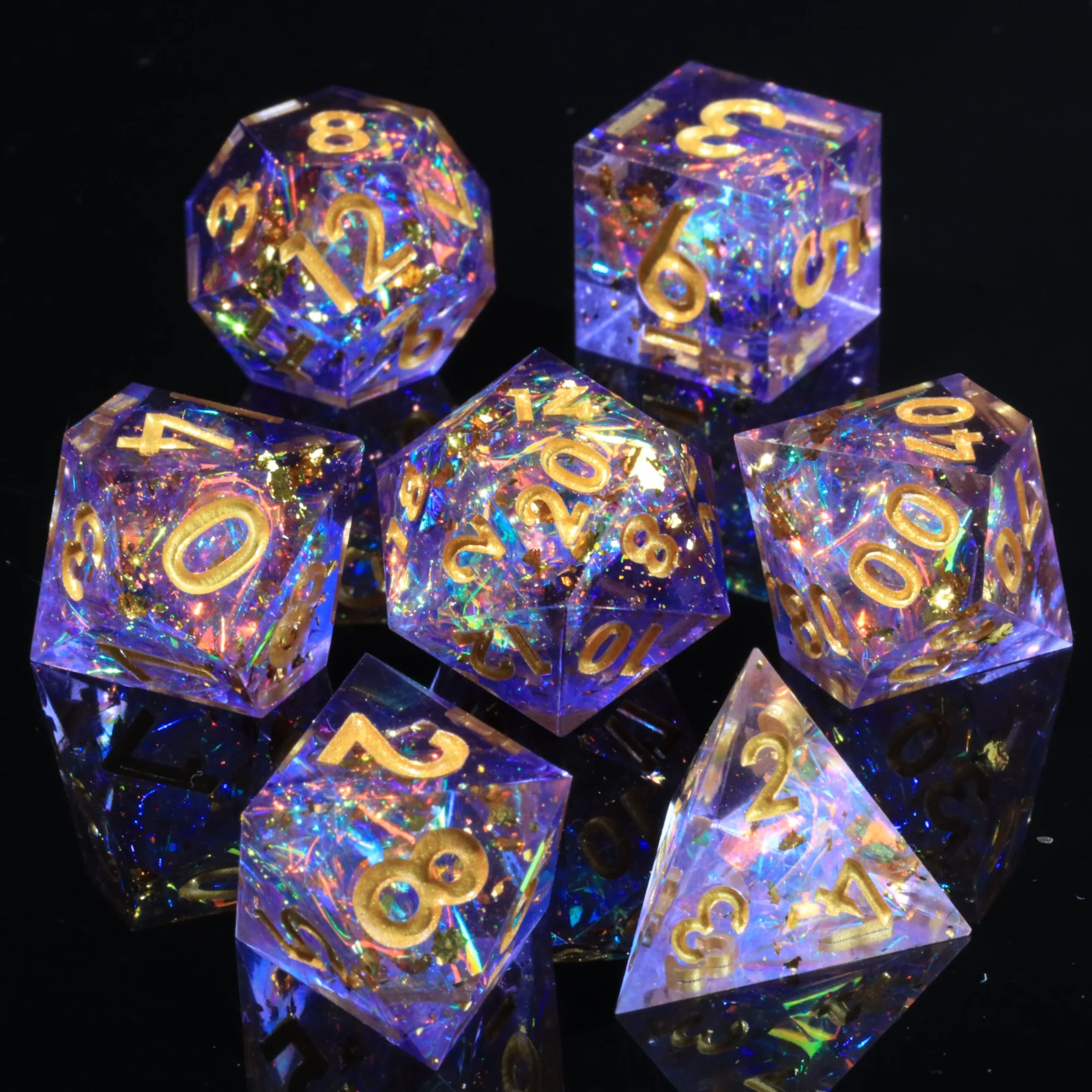 MINI PLANET DND Dice Set Handmade Polyhedral Resin Dice with Sharp Edges For TRPG Desktop Game 6/7/10/11pcs D6 D10 D20 Dice Set