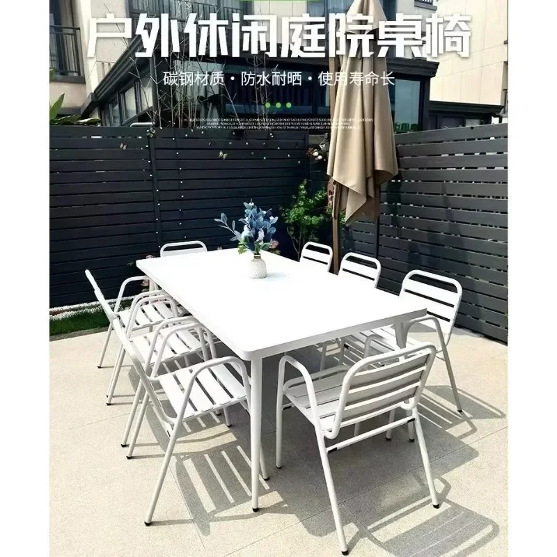 Outdoor Tables And Chairs Villa Courtyard Household Balcony Coffee Table Chairs Milk Tea Coffee Shop Commercial ExternalL16