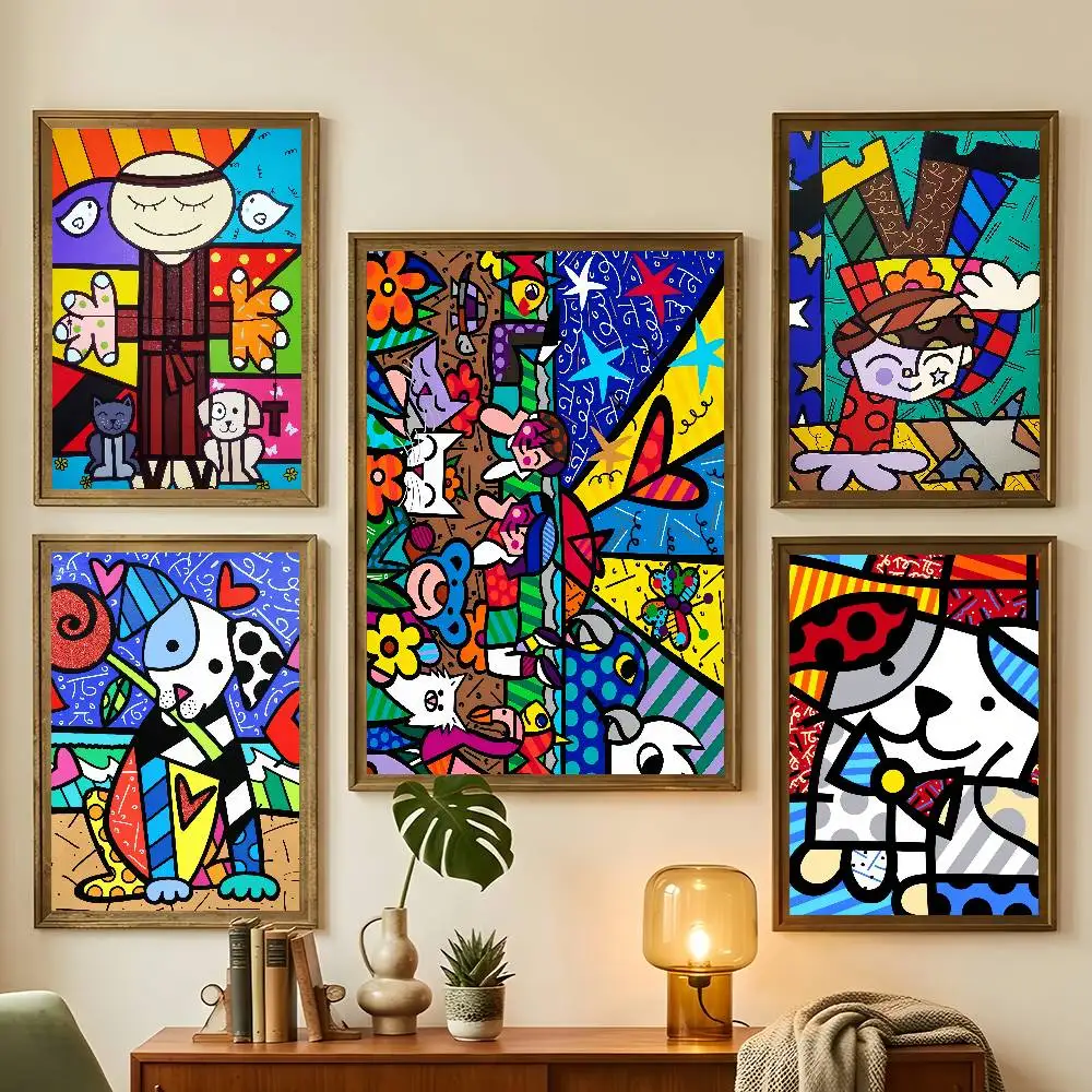 Pôster artístico colorido r-romero b-britto, para sala de estar, quarto, bar, cafés, decoração de parede, presentes para casa
