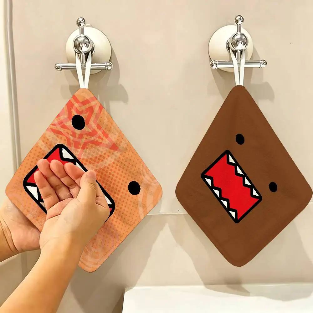 Cute D-Domo-Kun Household Hanging Towel, Polyester Cotton Hand Wiping Towel, Sturdy for Bathroom Bedroom
