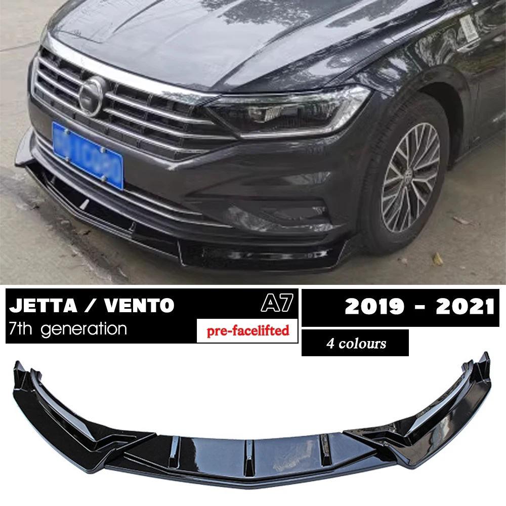 Carbon Fiber Printing Front Bumper Lip Gloss Black Chin Spoiler for VW Volkswagon MK7 Pre-facelift A7 7th Generation 2019 - 2021