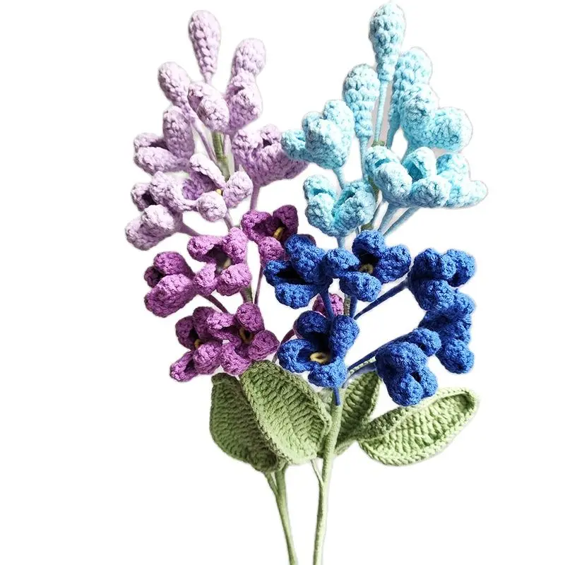 3PCS Gradual Color Lilac Artificial Flowers Wool Knitting Three-dimensional Simulation Flower Home Decoration Ornaments