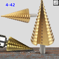 1Pcs 4-32 4-42 mm HSS Titanium Coated Step Drill Bit Drilling Power ToolsMetal High Speed Steel Wood Hole Cutter Step Cone Drill