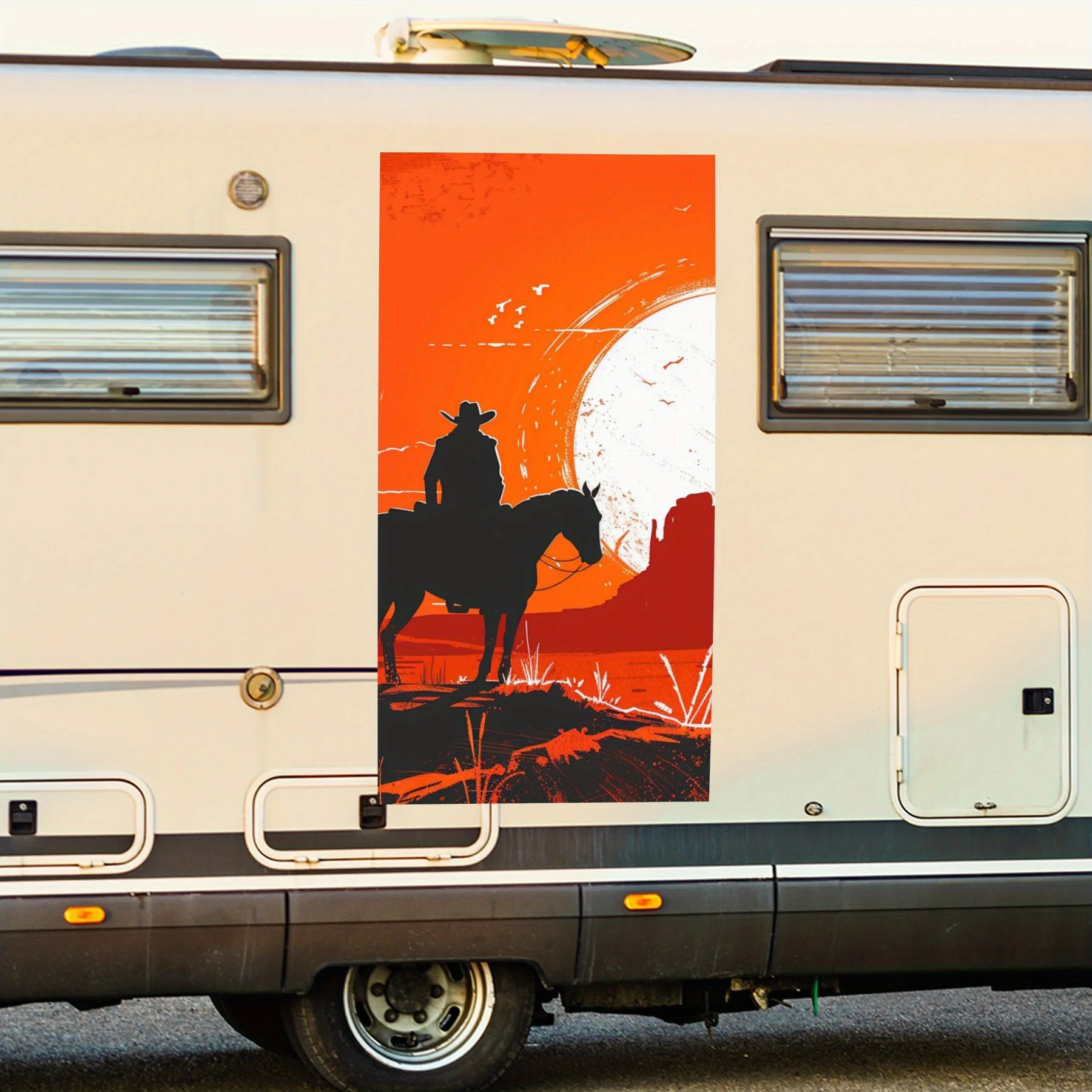 

Western Cowboy Silhouette Stick,Vinyl Decal for motorhome car door, Waterproof Self-Adhesive Vinyl Stickers, Decoration Protecti