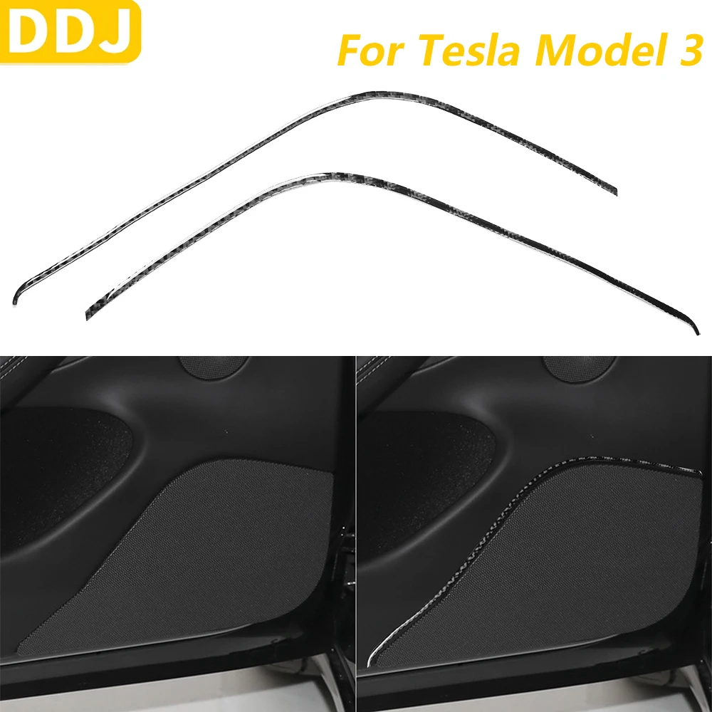 

For Tesla Model 3 Highland 2023-2025 Carbon Fiber Front Door Speaker Horn Audio Frame Decorative Strips Car Accessories Sticker