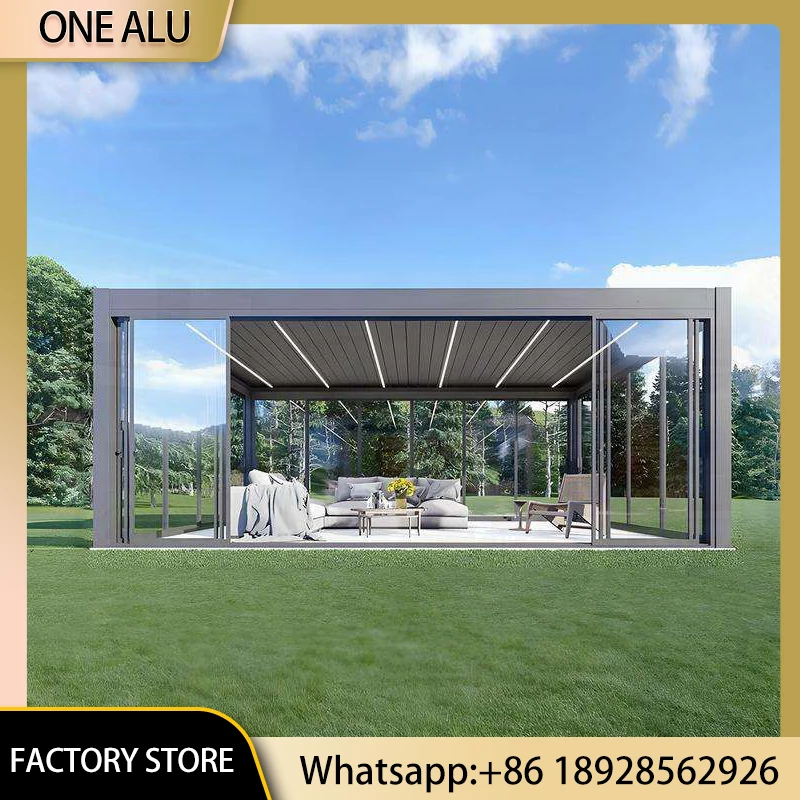Waterproof Louvered Roof System - Premium Aluminum Pergola Kit for Garden Backyard, Bioclimatic Modern Gazebo