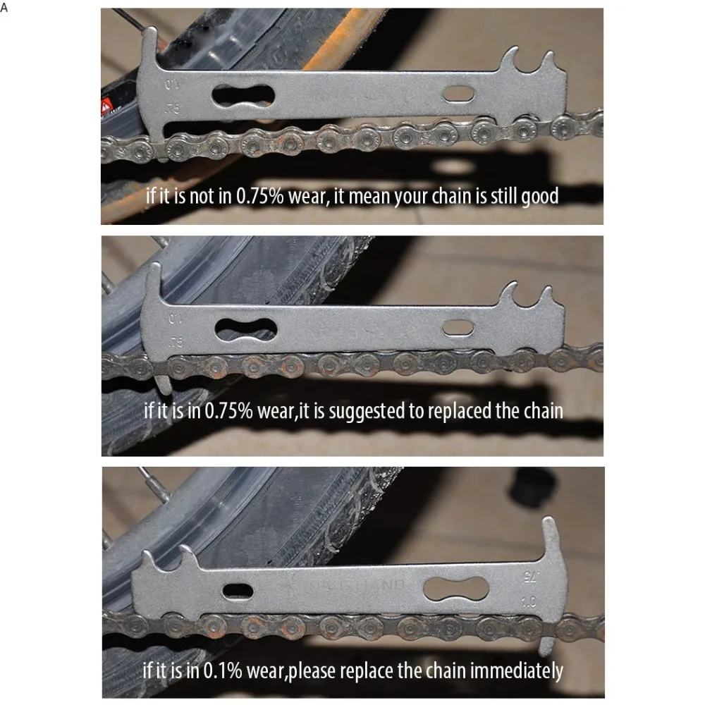 أداة مؤشر ارتداء سلسلة الدراجات للدراجات الجبلية والدراجات الهجينة، مقياس قياس سلسلة دقيقة لصيانة الدراجة