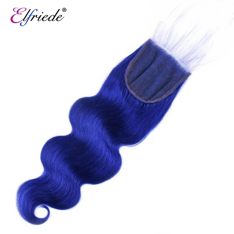 Cabelo remy natural brasileiro da onda do corpo, com fechamento, azul, cabelo humano 100% brasileiro, 3 pacotes, 4x4, com fechamento do laço