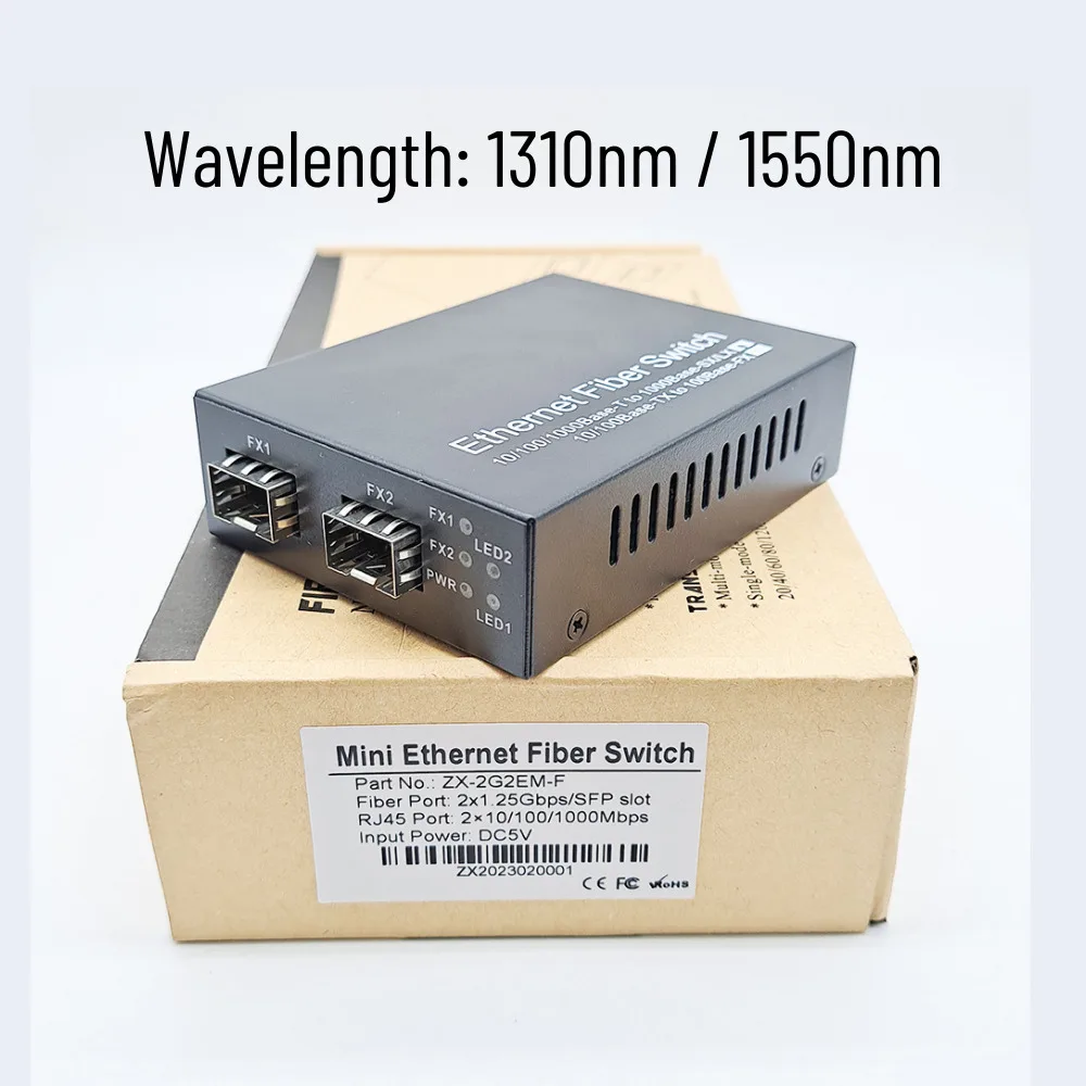 1PCS Gigabit Media Converter To 2 RJ45 Transceiver 10/100/1000M Fiber Optic Switch With 3KM/20KM LC/SC SFP Module