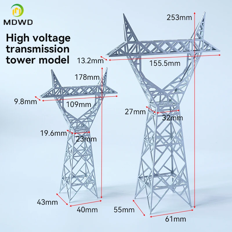 Sand Table Model High Voltage Tower Transmission Tower Cable Tower Model Plastic Barrel for Ho Train Layout