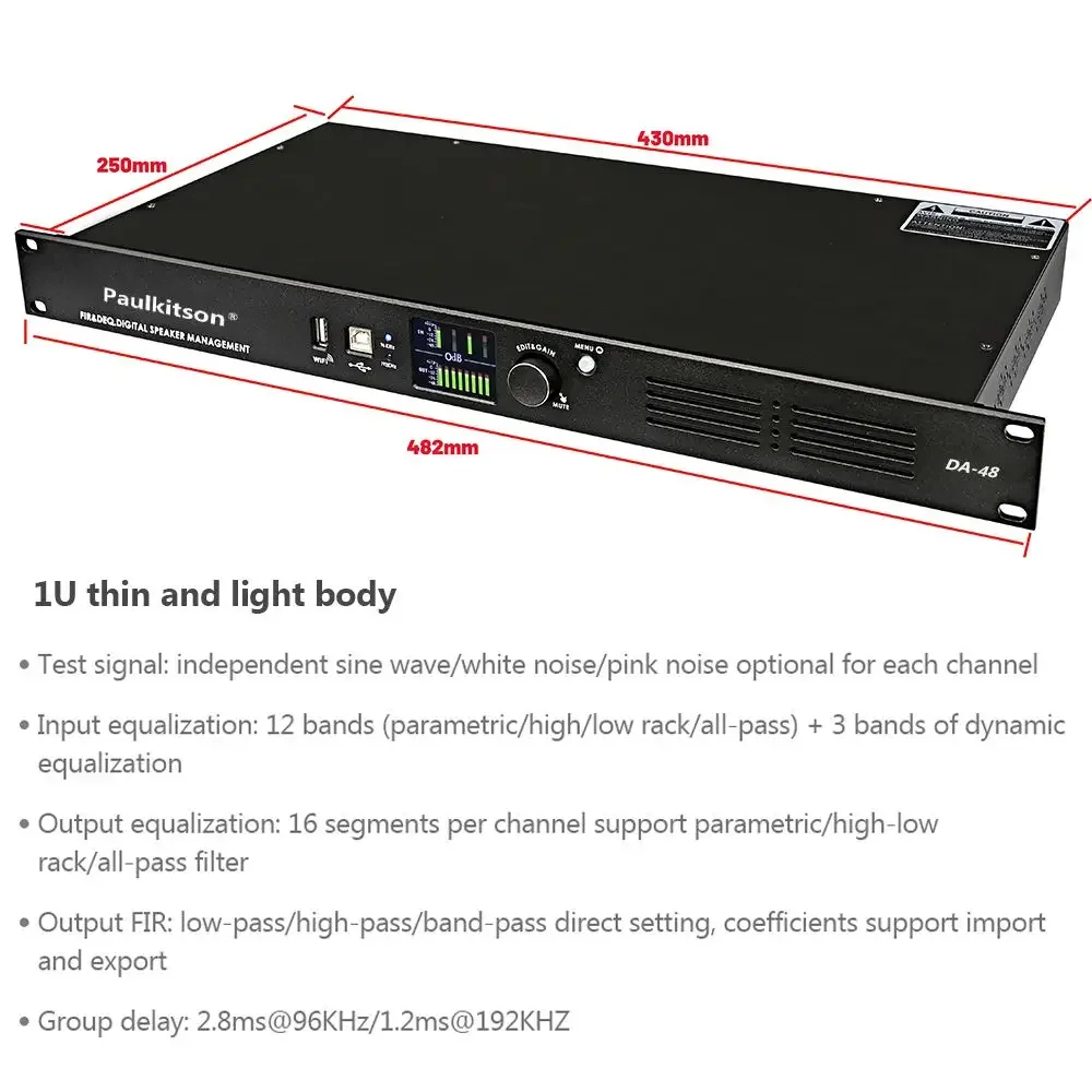 

DA48 4 in 8 Out Digirate audo Processor Professional Speaker Management System Dsp audo Processor Fir