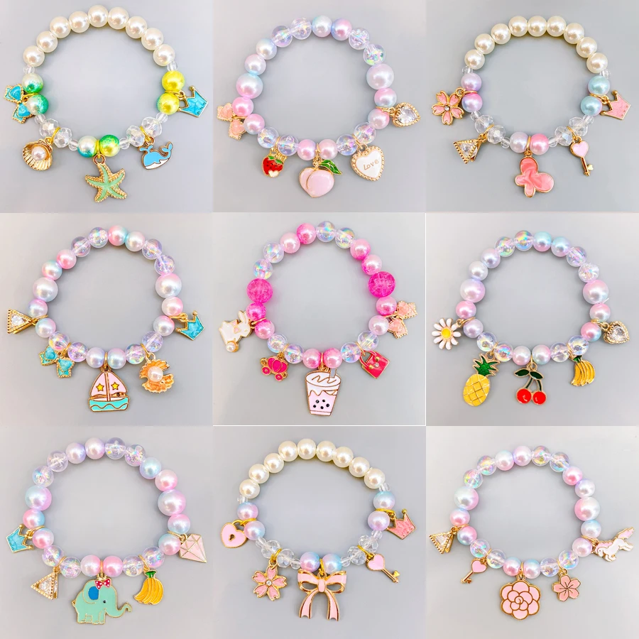 Children Beads Bracelets  Elephant Rabbit Cartoon Pendant Beads Bracelets Christmas Presents Fashion Kids Jewelry