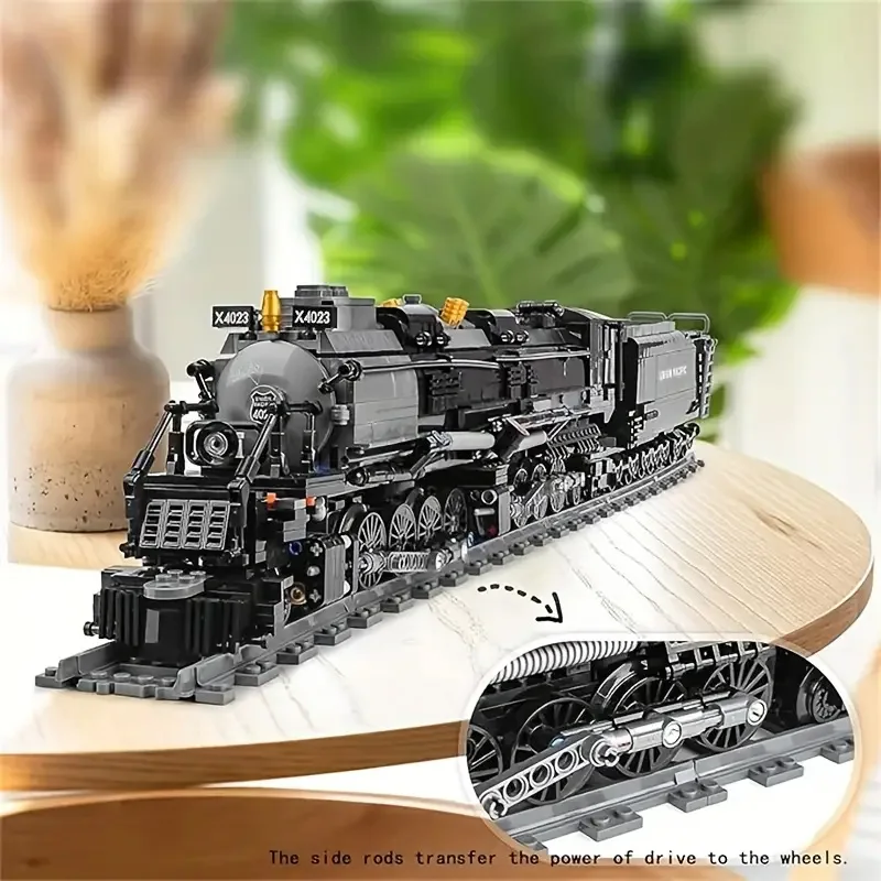 Creative In stock The Bigboy  Steam Locomotive Train 1608pcs Railway Puzz MOC Building Block toy gifts Kids Technical Christmas