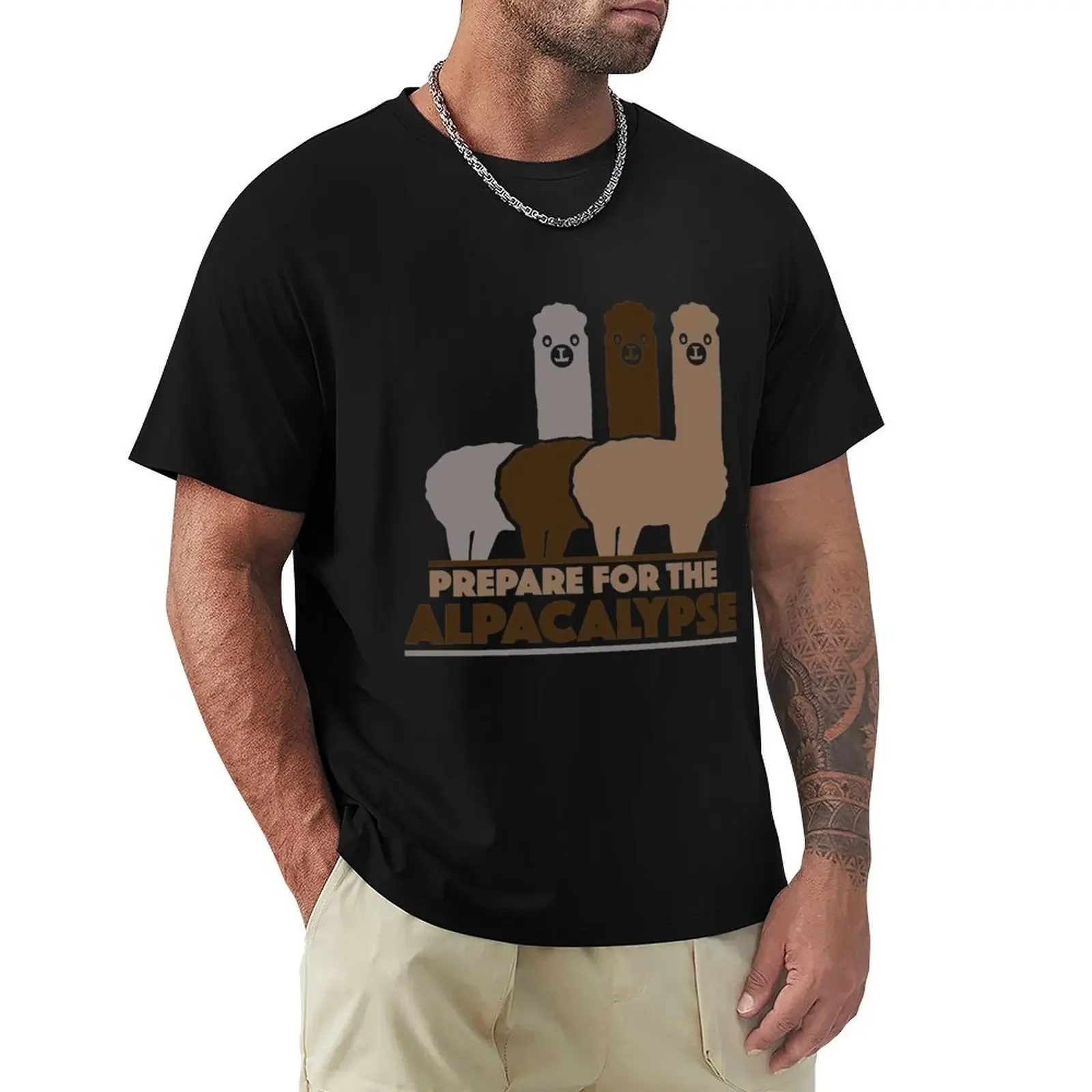 Prepare For He Alpacalypse T-Shirt summer clothes street wear mens graphic t-shirts big and tall