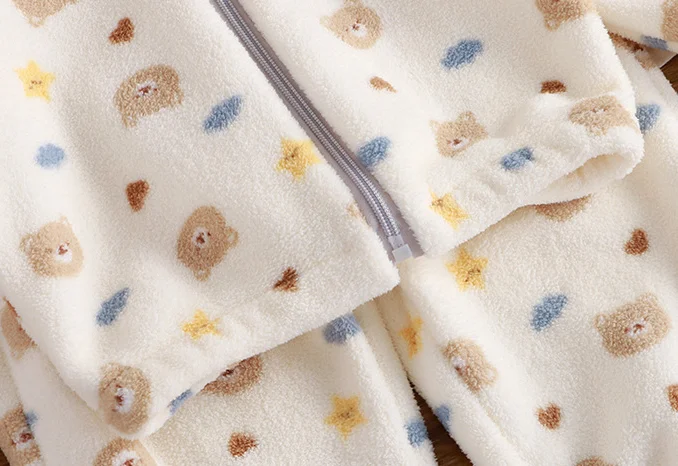 Herbst Winter Kinder Dicke Fleece Pyjama Sets Koreanische Cartoon Kleinkind Mädchen Mode Plüsch Warme Outfits 1-4Y Jungen Hause Tragen Anzug – Detail 11