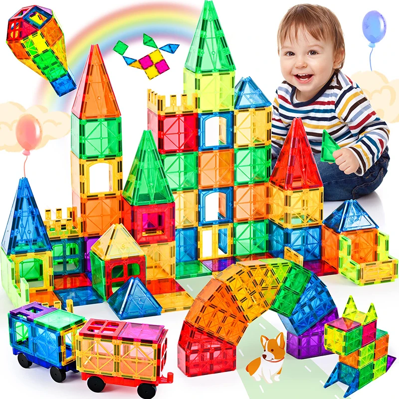 82-32PCS Big Size Kids Magnet Toys Magnetic Tiles Constructor Designer Building Blocks Bricks Educational Toy For Children Gifts