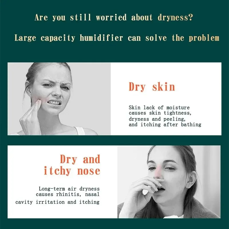 2000 مللي سعة كبيرة مرطب رذاذ مزدوج USB صامت تجديد المياه لتنقية الهواء للمنزل غرفة نوم مكتب