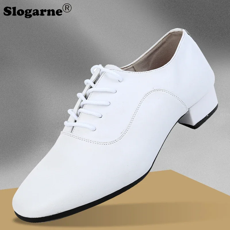 Elegant White Latin Shoes Men Modern Jazz Waltz Tango Dance Shoes Man Suede Sole Indoor Dance Footwear Outdoor Sports Sneaekers