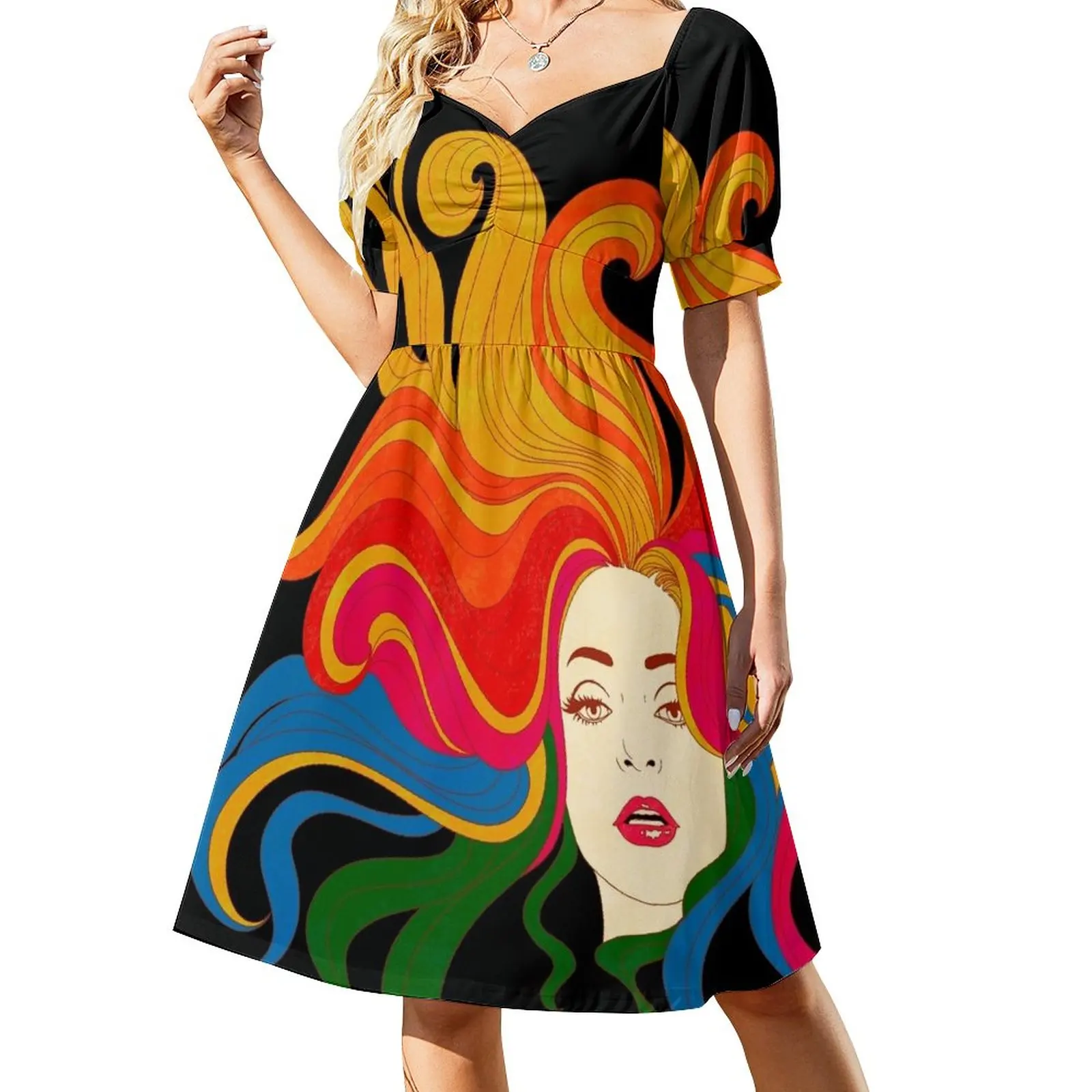 

Rainbow hair Sleeveless Dress summer clothes for women luxury woman evening dress