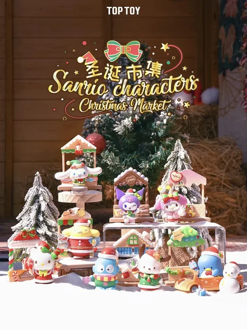 Sanrio Blind Box Christmas Market Series Mysterious Surprise Box Gift Cinnamoroll Melody Kuromi Pompom Purin Pochacco Gift Toy