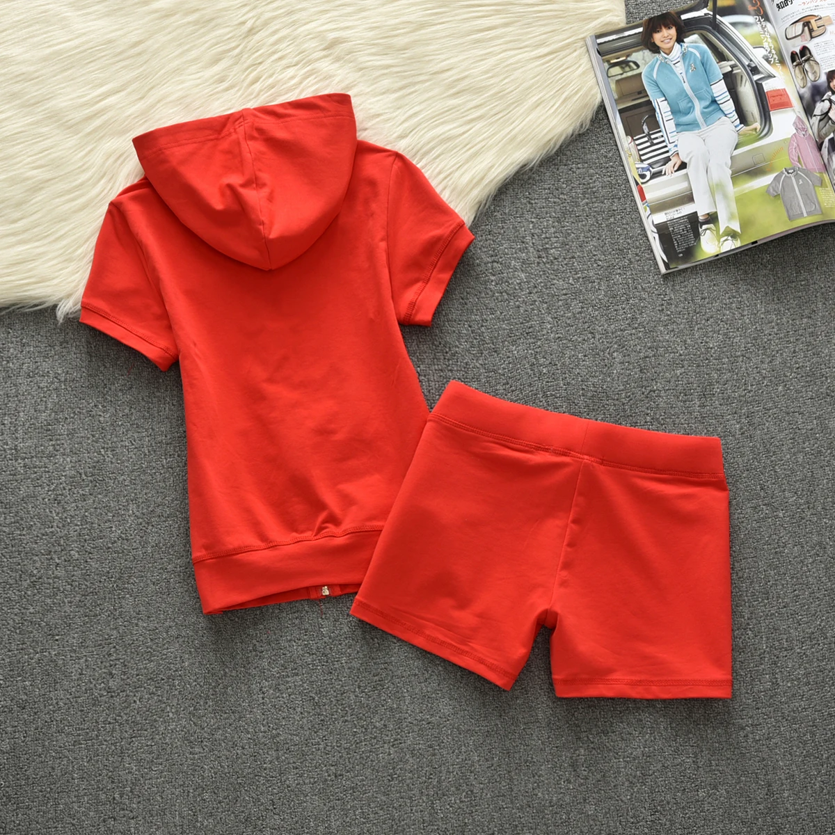 2024 NEW Summer Cotton Women's Shorts Tracksuit Set Women's Zipper Sweatshirt and Short Set Shorts Tracksuit