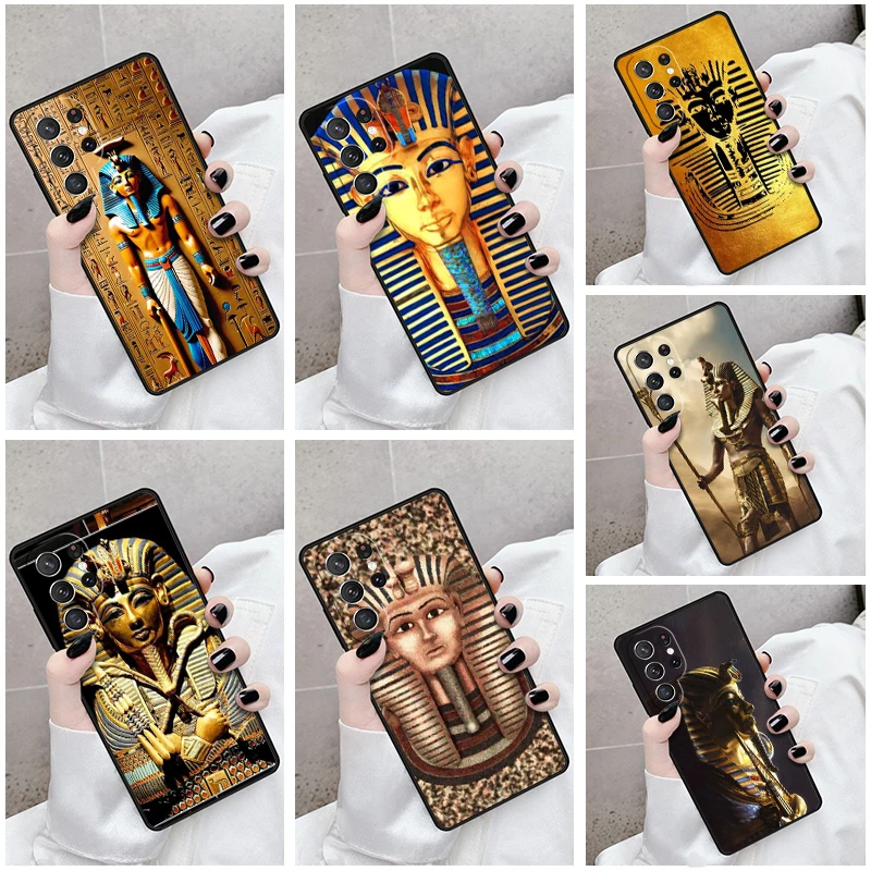 Phone Case For Samsung Galaxy S24 S23 S21fe S22 Ultra Plus Note 10 20 S8 S9 S10 Cover Egypt King Tutankhamun