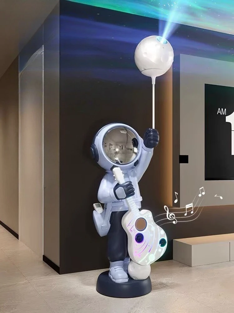 Home Decor Creative Starry Sky Projection Lamp Astronaut Statue Floor Decor Living Room Sculpture Art Ornament Housewarming Gift