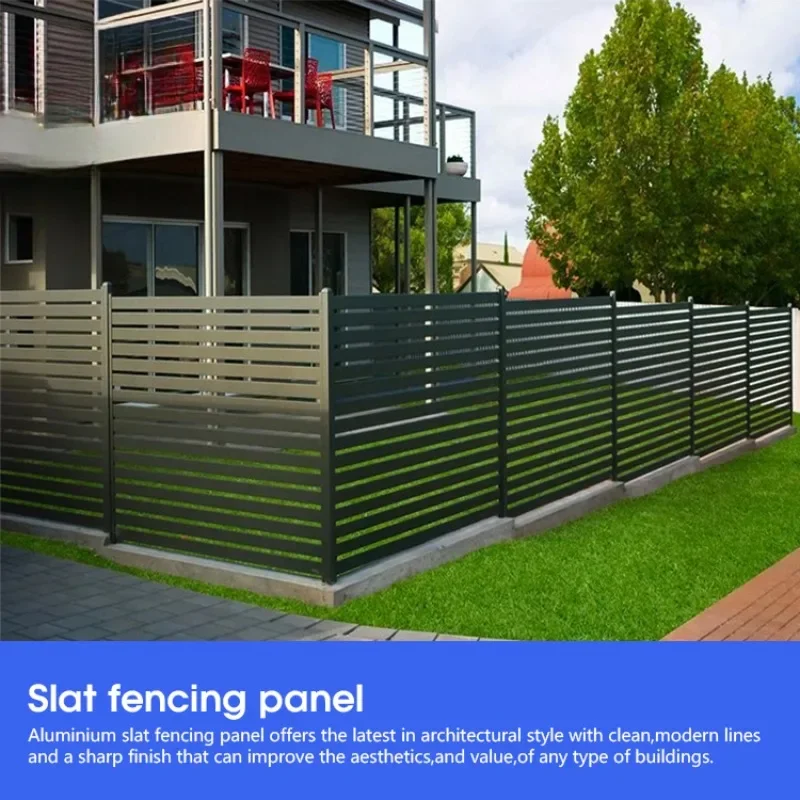 Garden Waterproof Aluminium Horizontal Slat Fencing Screen Louver Fence Panels Garden Fence