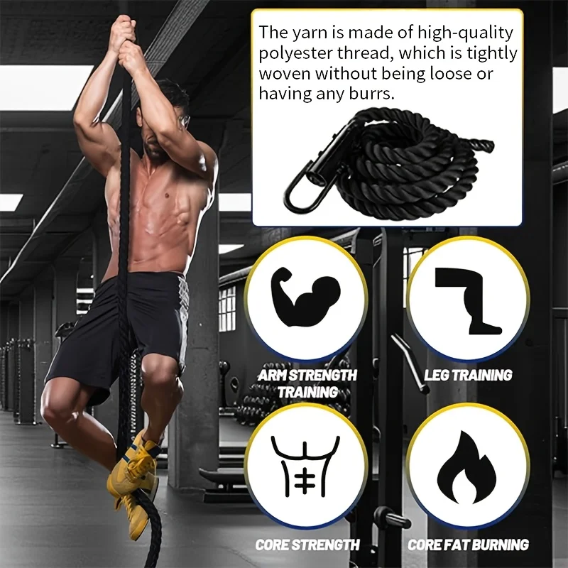 Gym Fitness Climbing Rope, 3M Polyester Rope, 0.98in Diameter Optional, for Strength Bodybuilding, Indoor Outdoor Physical