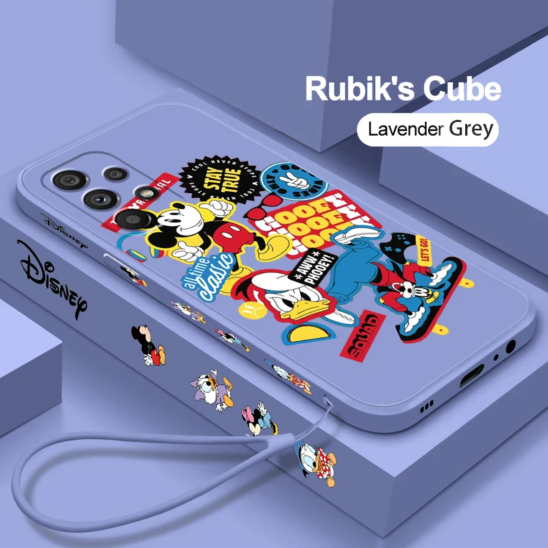 Disney Mickey Donald Duck Liquid Left Rope For Samsung Note 20 10 A54 A31 A14 A03 A22 A34 A04 A24 Ultra Plus 5G Back Phone Case