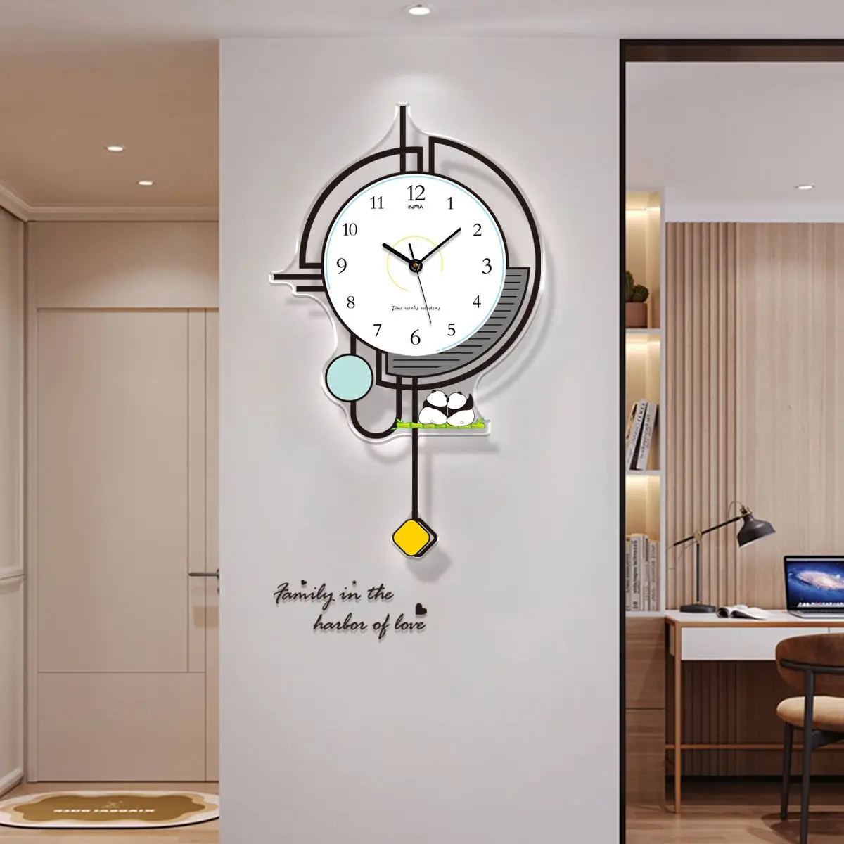 High-end Living Room Wall Clock Swing Restaurant Wall Watch Household Hanging Decorations Modern Simple Silent Punch-free Clock