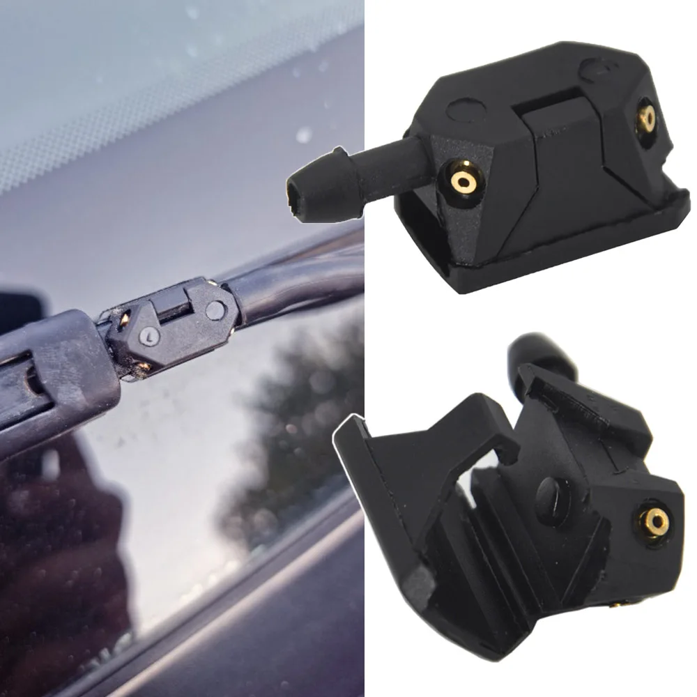 2Pcs Universal Mounted Onto 8/9mm Arm Car Windscreen Washer Wiper Blade Water Spray Jets Nozzles Adjusted 4 Way With Pump Hose