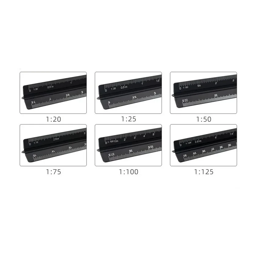 Triangular Scale Ruler Clear Precise Scale 1Pcs 15cm Aluminum Alloy Blueprint Drawing Architectural Engineering Students Sketch