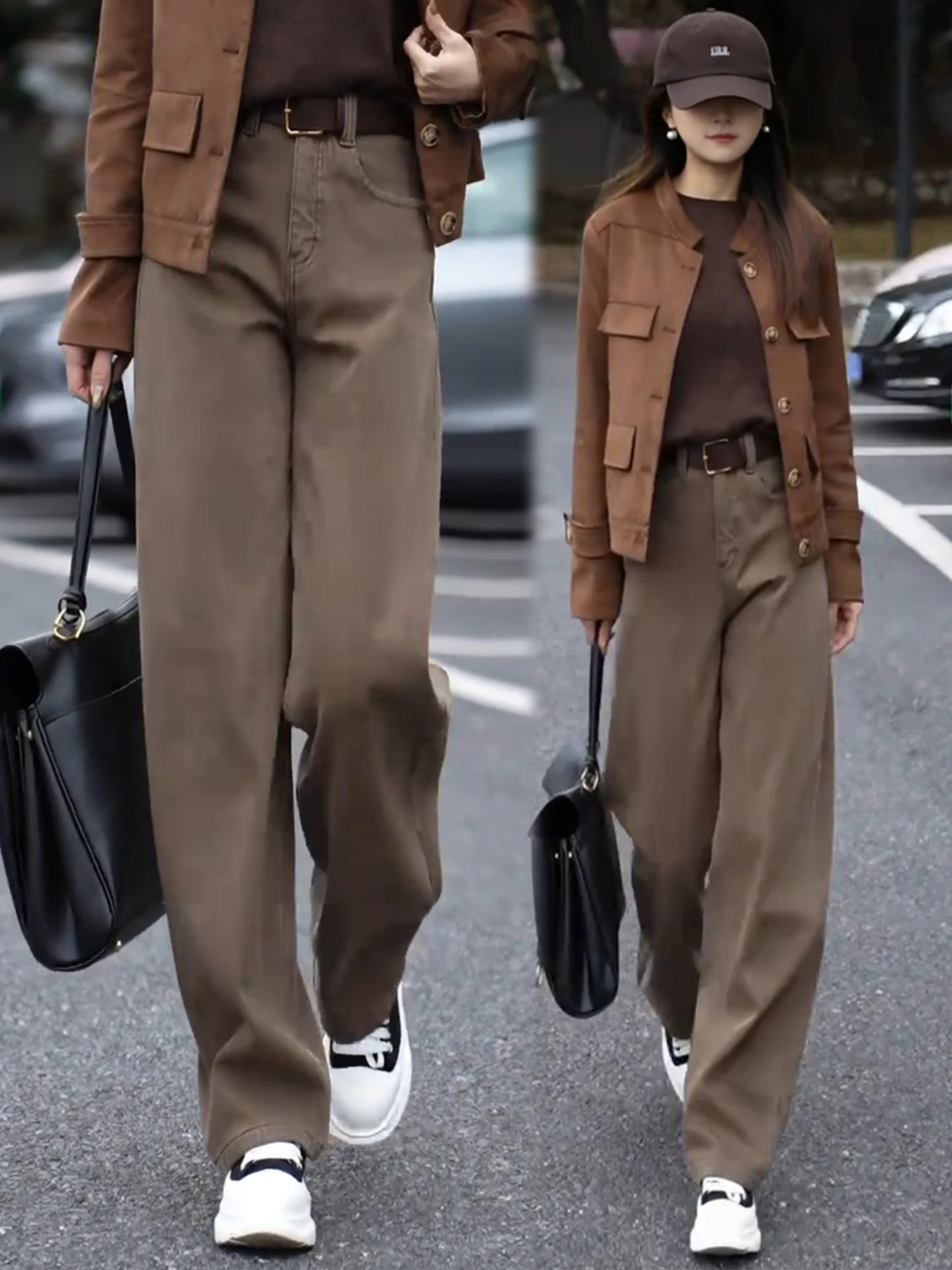 

High Waist Fleece Lined Denim Banana Pants Women's Autumn Winter Casual Nine Point Knife Pants Slimming Effect