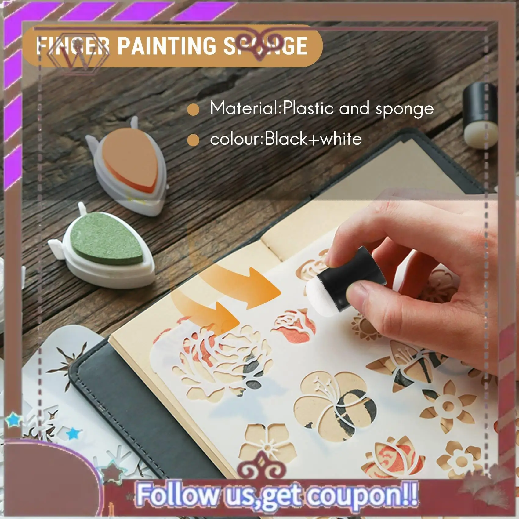 ABBG-66 Pcs Finger Sponge Daubers Finger Painting Sponge Craft Drawing Sponge Dauber Set For Painting Art Ink Crafts Card