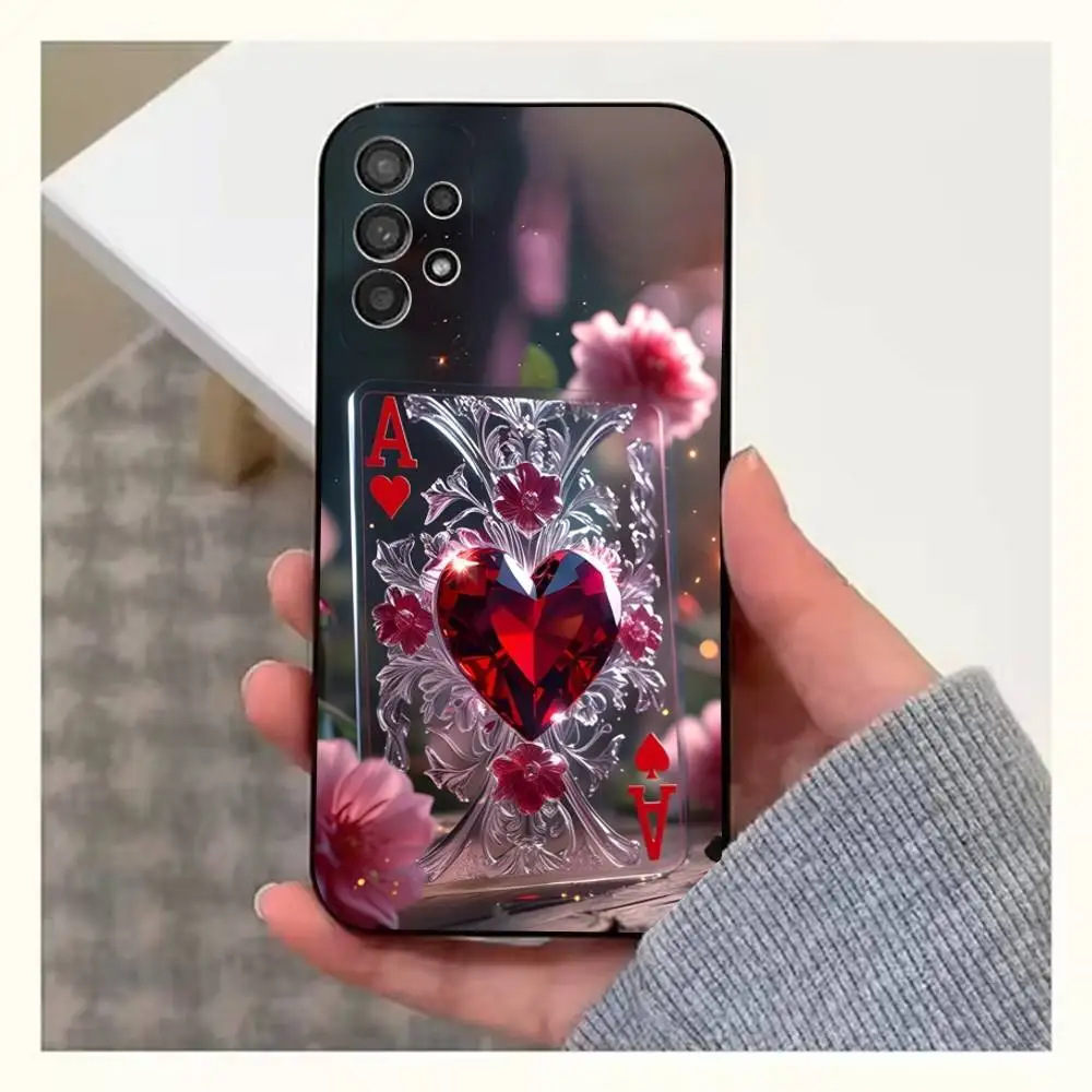 Funda Art Ace OF Spades Poker para Samsung S25,S24,S23,S22,S20,S21,S10,Ultra,Plus,Lite,FE, funda negra de silicona suave