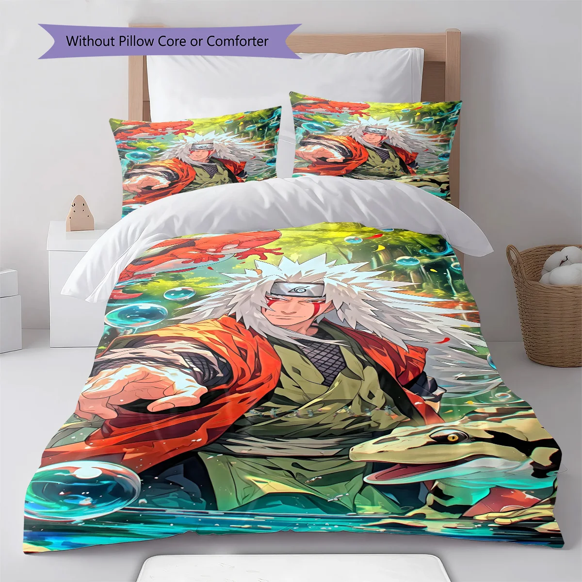 Naruto Sitting Calm Pose Bedding Set Anime Duvet Cover Polyester Soft Comforter Set -QJY