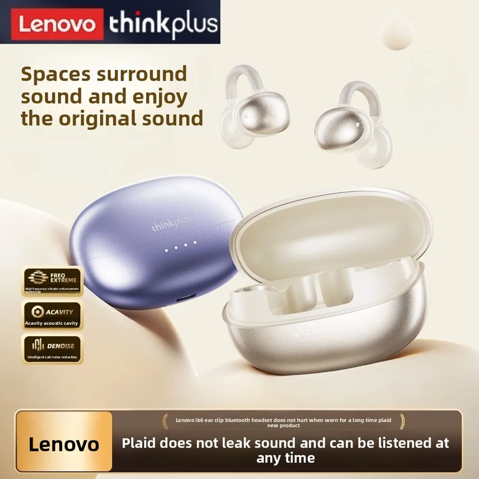 New Original Lenovo LK6 OWS Wireless Headphones Ear Clip 5.4