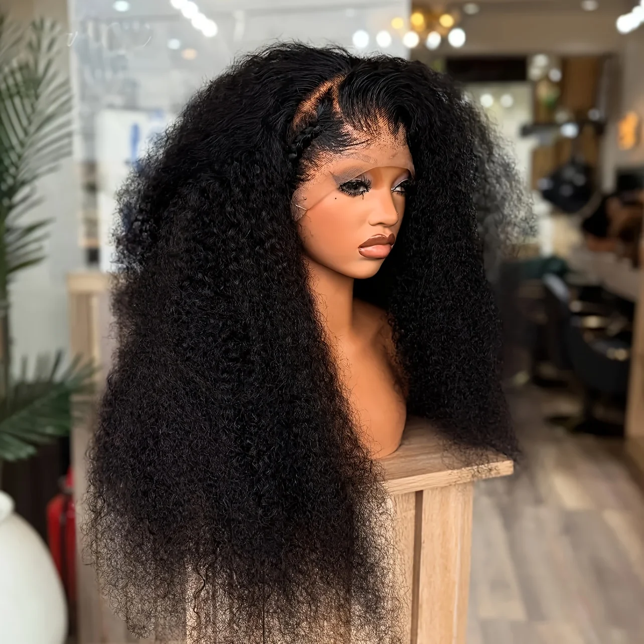 

180Density Soft 26“ Long Natural Black Kinky curly Glueless 13x4 Lace Front Wig For Women BabyHair Preplucked Heat Resistant