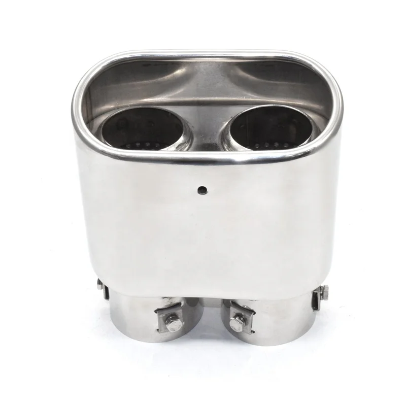 Wholesale Stainless Steel Car Exhaust Sewage System Muffler Silver Dual Interface Oval Tail Tip Nozzle For  X5 2004-2008