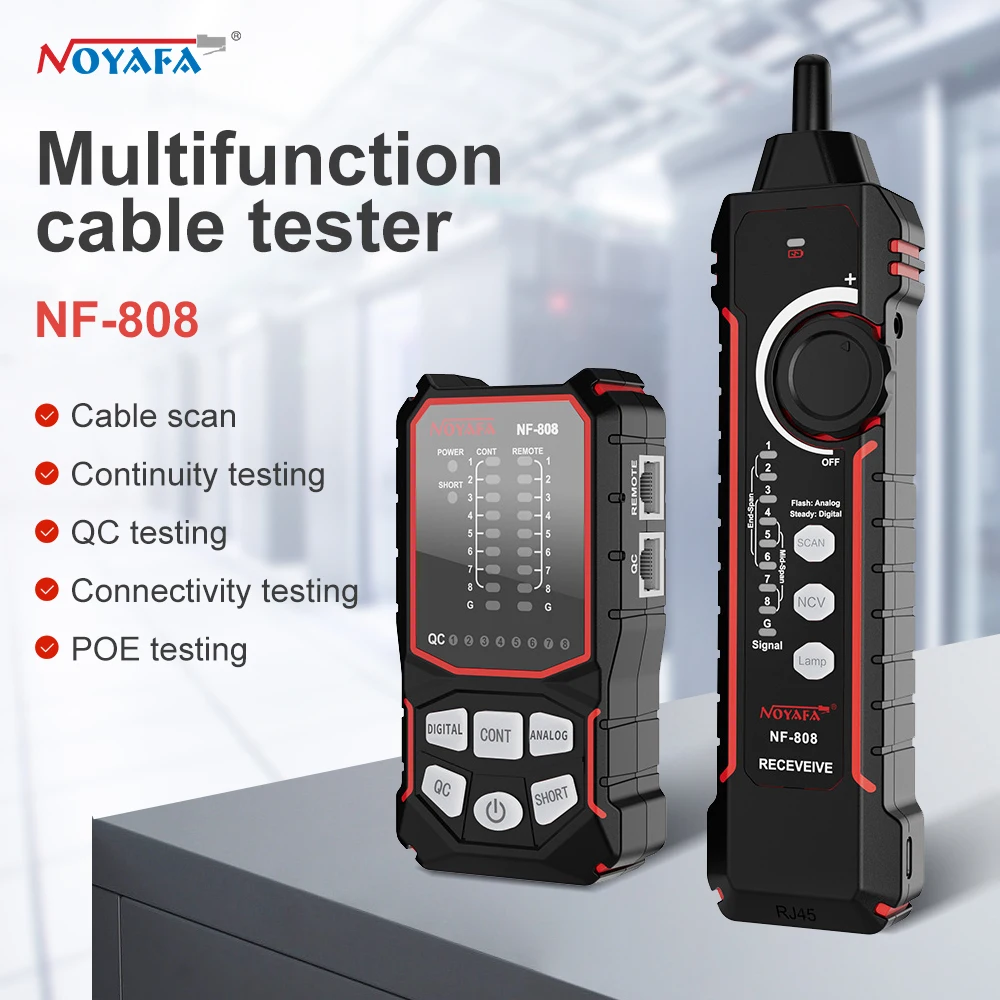 Noyafa-rede Cabo Tester Cabo Tracker Display Lcd Poe Tester Suporte Teste de Continuidade Wire Tracer Cat5 Cat6