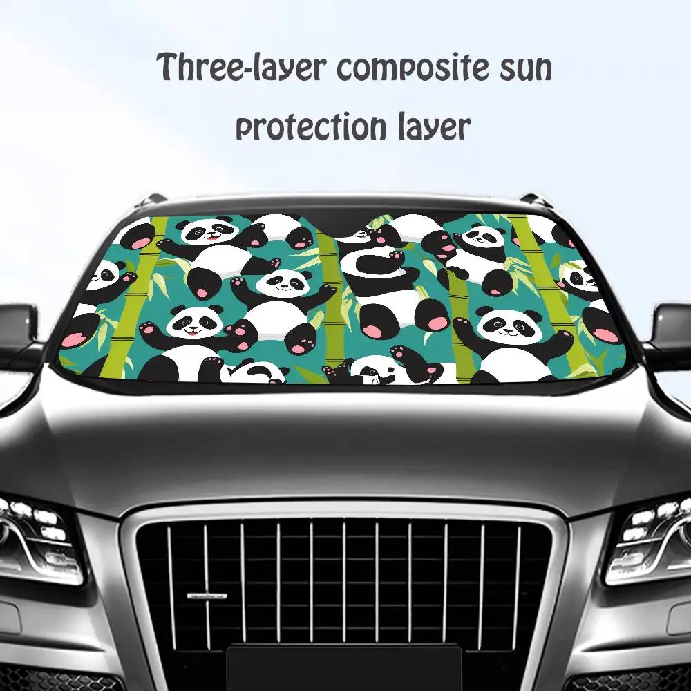 

Cute Cartoon Panda Car SunShade Windshield Sun Shade Personalized Picture Block UV Rays Visor Protector