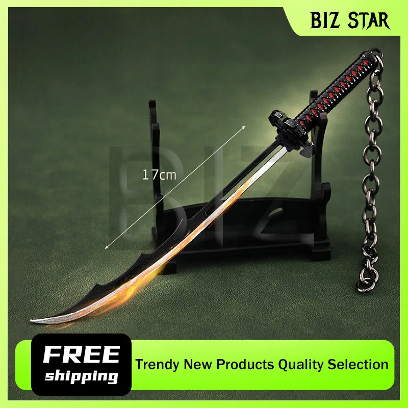 17cm/6.69in Bleachs Anime Peripheral Millennium Blood Battle Chapter Kurosaki Ichigo Lock No Moon Metal Model Figurine Ornaments